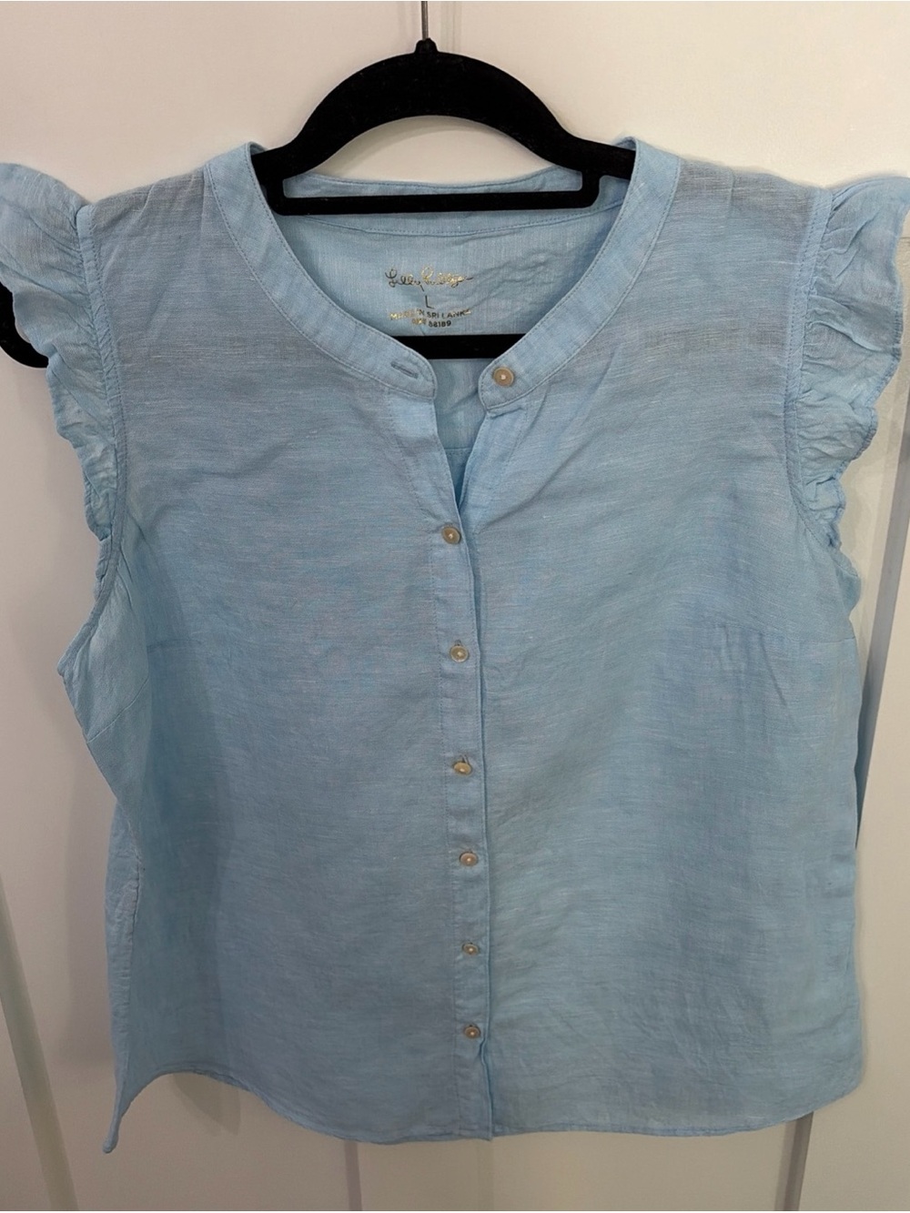 Lilly Pulitzer Briette Light Blue Sleeveless Button-Front Women's Top